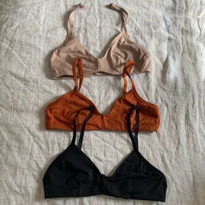 SET OF 3 EVERLANE Bralettes: Nude, Burnt Orange, Black. Size M